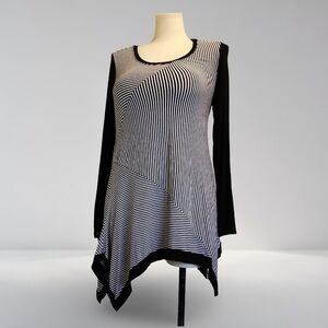 Philosophy Black and White Striped Handkerchief Cut Top Emo Punk Scene Pop Punk